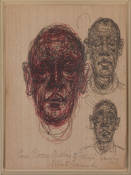 Studies of Diego, Alberto Giacometti (Swiss, Borgonovo 1901–1966 Chur), Red ballpoint pen and pen and ink on paper 