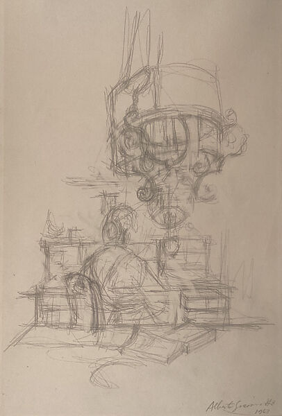 Interior at Stampa, Alberto Giacometti (Swiss, Borgonovo 1901–1966 Chur), Graphite on paper 