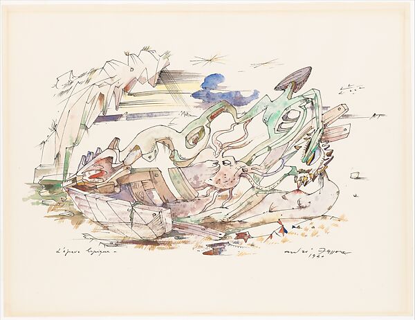 Lyrical Wreck, André Masson (French, Balagny 1896–1987 Paris), Pen and black ink and watercolor on paper 
