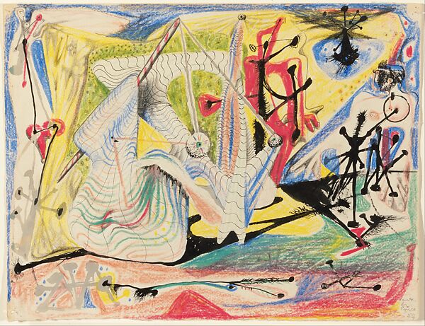 Untitled, Roberto Matta (Chilean, Santiago 1911–2002 Civitavecchia, Italy), Wax crayon, brush and pen and ink, and pencil on paper 