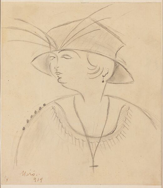 Lady with Hat, Joan Miró (Spanish, Barcelona 1893–1983 Palma de Mallorca), Graphite on paper 