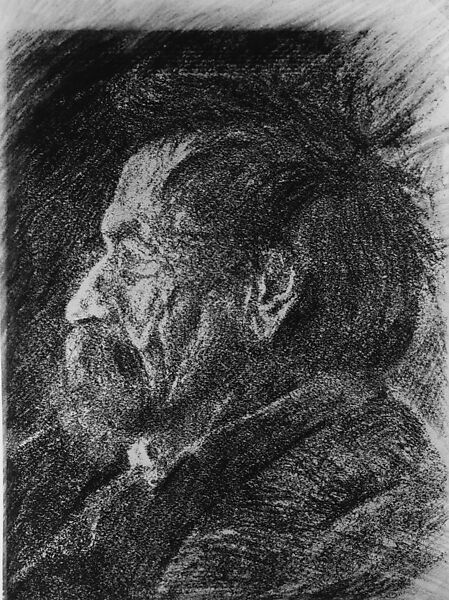 Head of an Old Man, Joseph Stella (American (born Italy) Muro Lucano 1877–1946 New York, New York), Conté crayon on paper 