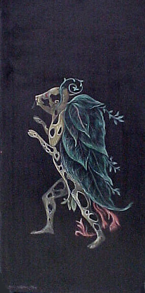 Costume design for the play ¦Penelope¦: Fantastic Figure with Leaves, Leonora Carrington (Mexican (born England), Clayton Green, Lancashire 1917–2011 Mexico City), Opaque watercolor on board with prepared ground 