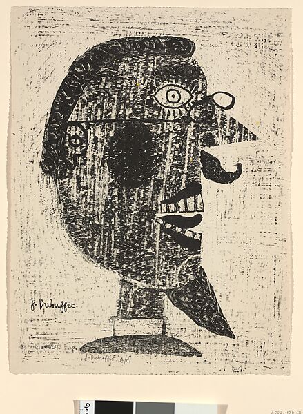 Bearded Man Wearing Spectacles, Jean Dubuffet (French, Le Havre 1901–1985 Paris), Lithograph 