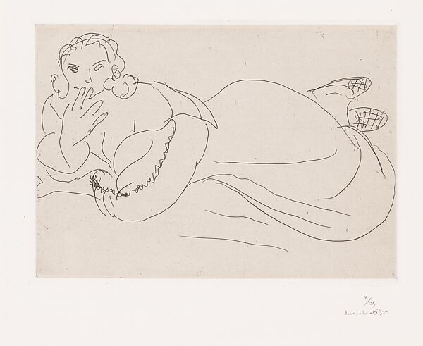 Reclining Odalisque, Henri Matisse (French, Le Cateau-Cambrésis 1869–1954 Nice), Etching, printed chine collé 