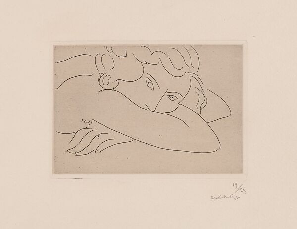 Jeune femme le visage enfouilli dans les bras, Henri Matisse (French, Le Cateau-Cambrésis 1869–1954 Nice), Etching, printed chine collé 