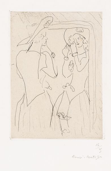 Jeune fille au chapeau devant la glace, Henri Matisse (French, Le Cateau-Cambrésis 1869–1954 Nice), Etching, printed chine collé 