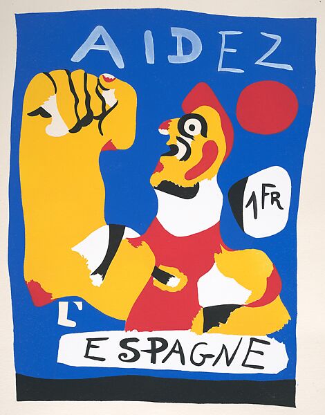 Aidez l'Espagne (Help Spain), Joan Miró (Spanish, Barcelona 1893–1983 Palma de Mallorca), Color pochoir with text printed in relief on paper 