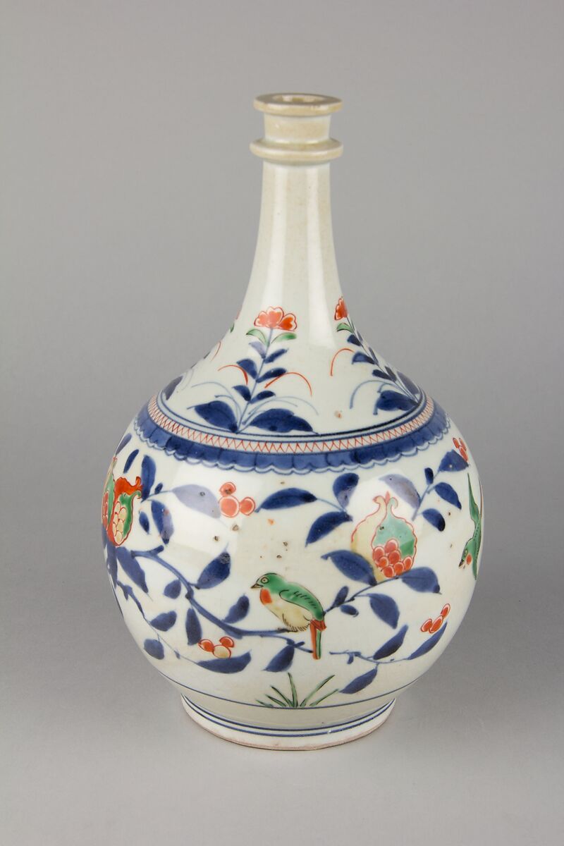 Apothecary bottle, Underglaze blue with overglaze enamels (Arita ware), Japan