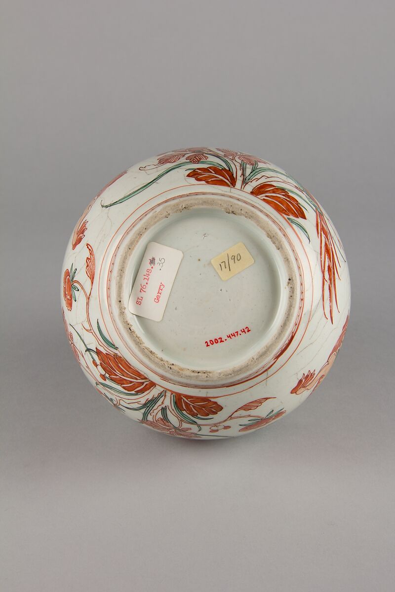 Apothecary bottle, Decorated in red and green enamels (Arita ware), Japan