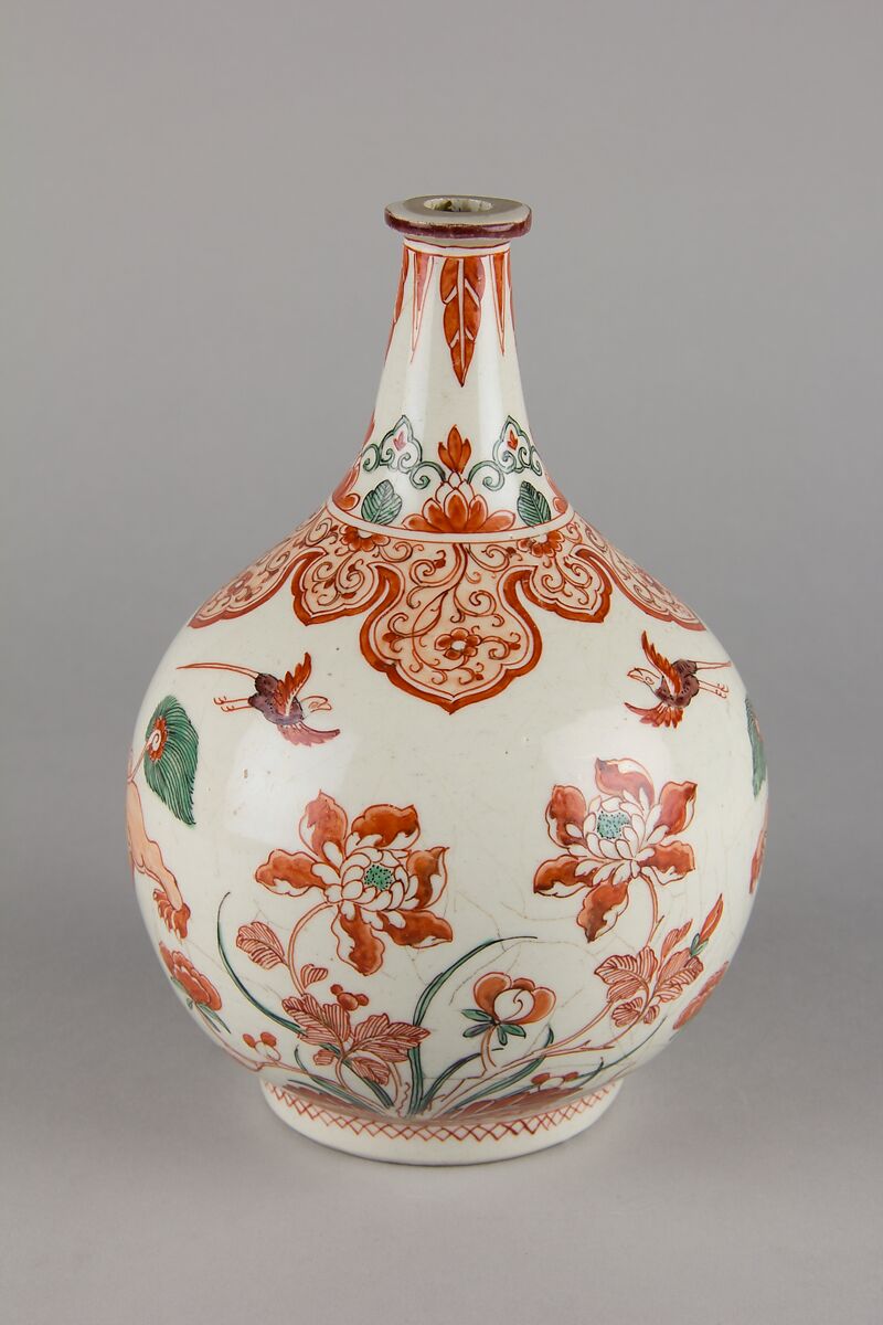 Apothecary bottle, Decorated in red and green enamels (Arita ware), Japan