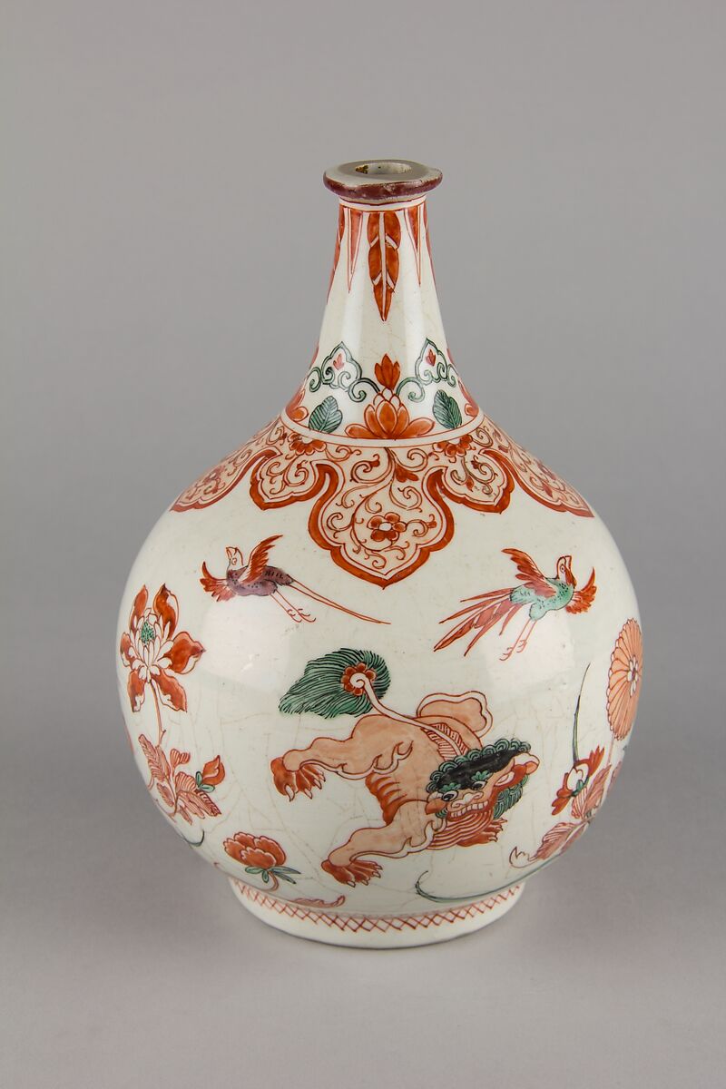 Apothecary bottle, Decorated in red and green enamels (Arita ware), Japan