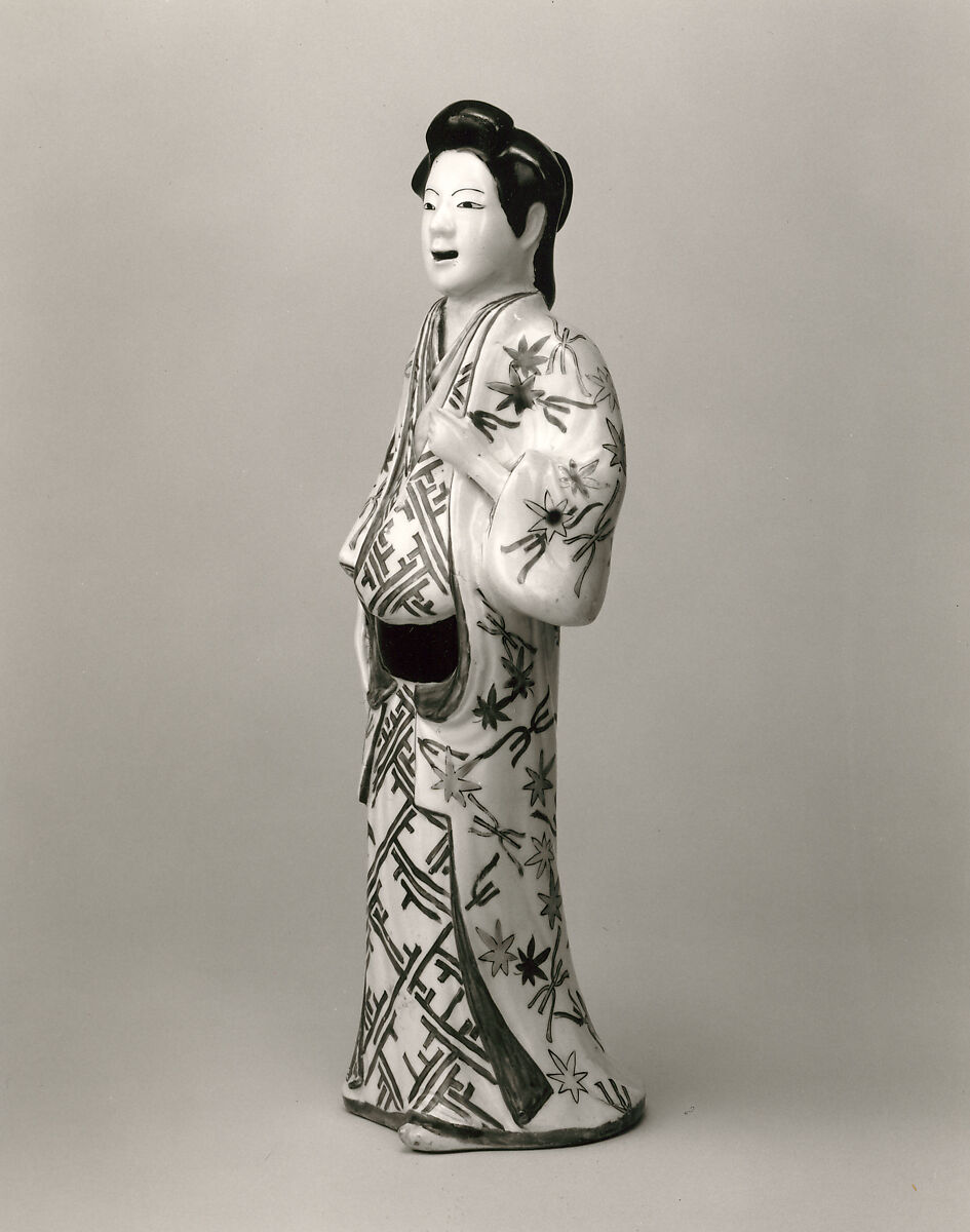 Figure of a Standing Beauty, Porcelain with overglaze enamels (Arita ware, Kakiemon type), Japan