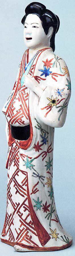 Figure of a Standing Beauty, Porcelain with overglaze enamels (Arita ware, Kakiemon type), Japan 