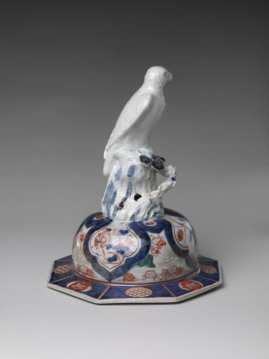 Large Baluster Jar with Phoenix and Figure of Hawk on Lid, Porcelain with underglaze blue decoration, overglaze enamels, and gold (Arita ware, Ko Imari type), Japan