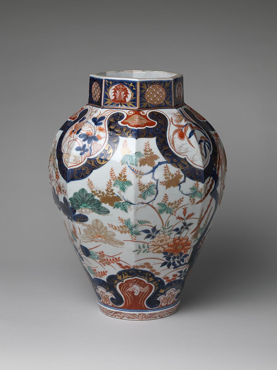 Large Baluster Jar with Phoenix and Figure of Hawk on Lid, Porcelain with underglaze blue decoration, overglaze enamels, and gold (Arita ware, Ko Imari type), Japan