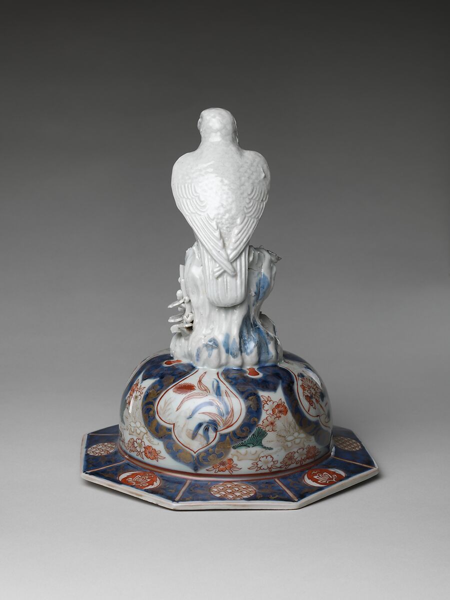 Large Baluster Jar with Phoenix and Figure of Hawk on Lid, Porcelain with underglaze blue decoration, overglaze enamels, and gold (Arita ware, Ko Imari type), Japan