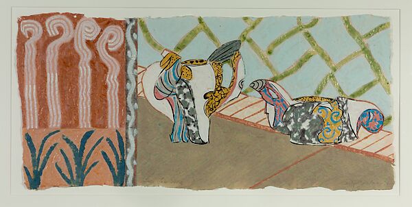 Deco Lake Shore, Betty Woodman (American, Norwalk, Connecticut, 1930–2018 New York), Terra sigillata, wax, acrylic, graphite, and colored pencil on paper 