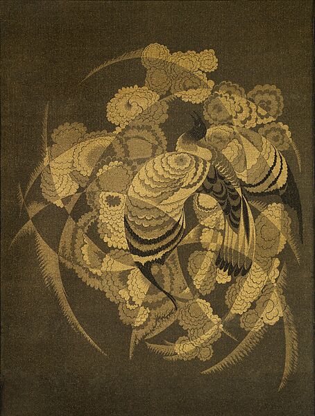 L'Oiseau dans la Lumière (Bird in Light), Michel Dubost (French, 1879–1952), Metallic thread, silk