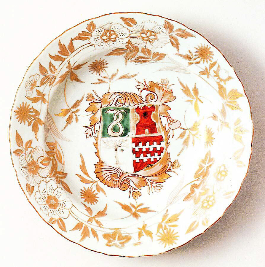 Armorial Plate, Porcelain with overglaze enamels and gold (Arita ware, Ko Imari type), Japan 