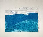 Lithographic Water made of lines, crayon and two blue washes without green wash (Pool II-D), David Hockney  British, Color lithograph