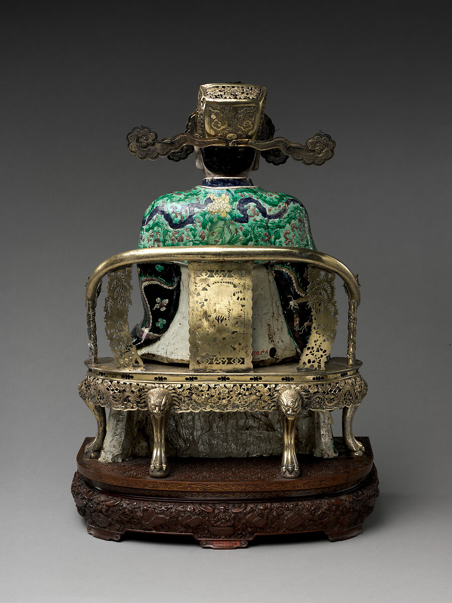 Figure, possibly the God of Wealth in His Military Aspect, Porcelain painted in famille verte enamels on the biscuit, China