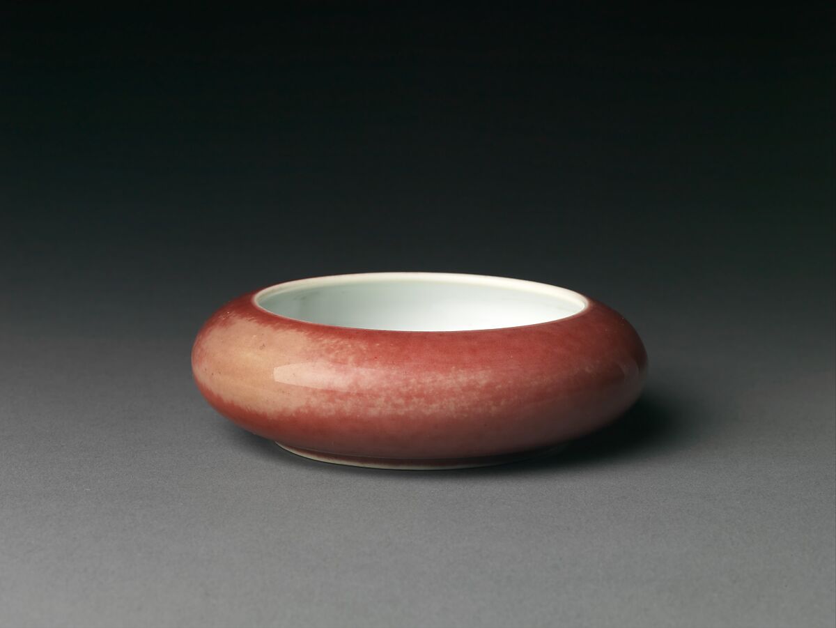 Brush Washer, Porcelain with peachbloom glaze (Jingdezhen ware), China