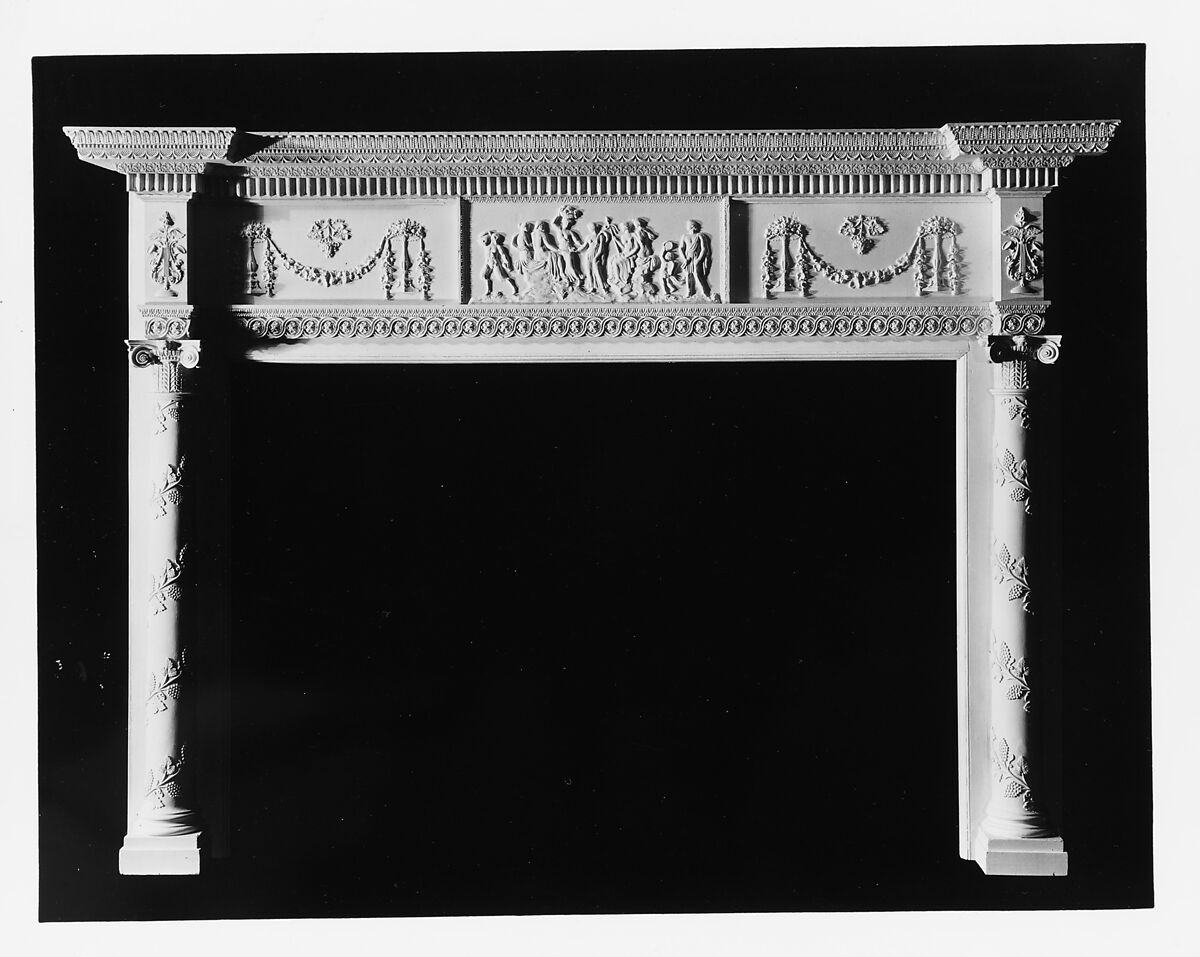 Mantel from Elias Hasket Derby House, Salem, Massachusetts, Samuel McIntire (1757–1811), Wood, composition ornament, American
