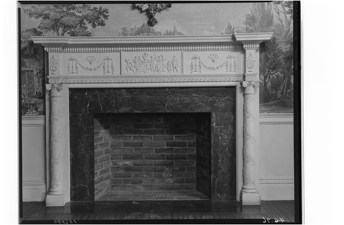 Mantel from Elias Hasket Derby House, Salem, Massachusetts, Samuel McIntire (1757–1811), Wood, composition ornament, American