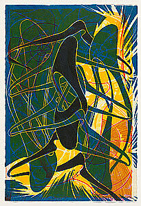 Wind shift, Steven Sorman (American, born 1948), Lithograph, woodcut 