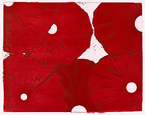 Six Red Flowers Oct 28 1999, Donald Sultan (American, born Asheville, North Carolina, 1951), Woodcut 