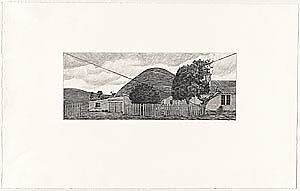 House and Hill, North Island, New Zealand, Altoon Sultan (American, born Brooklyn, New York, 1948), Drypoint, hand-watercolored by the artist 