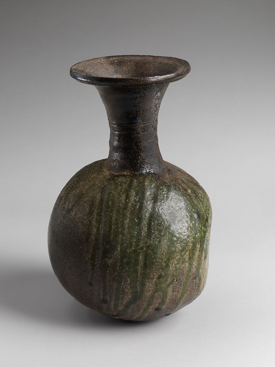 Long-Necked Jar (Chōkeiko), Stoneware with natural ash glaze (Sue ware), Japan