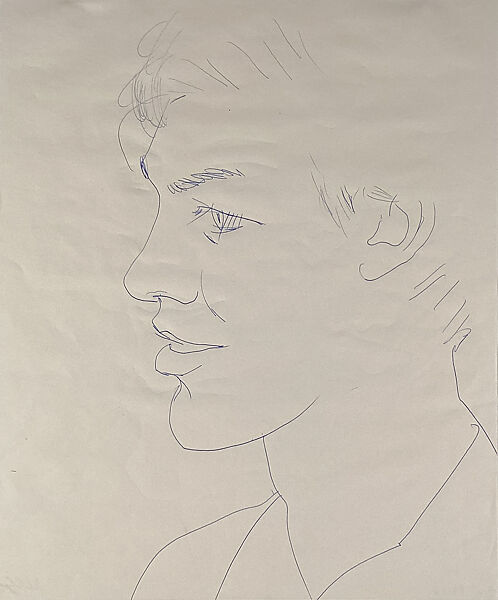 Portrait of Mark Hood, Ellsworth Kelly (American, Newburgh, New York 1923–2015 Spencertown, New York), Blue ballpoint pen on paper 