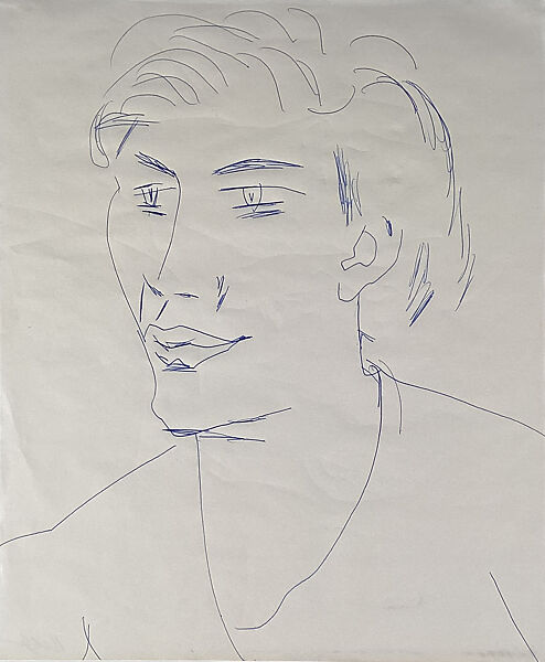 Portrait of Mark Hood, Ellsworth Kelly (American, Newburgh, New York 1923–2015 Spencertown, New York), Blue ballpoint pen on paper 