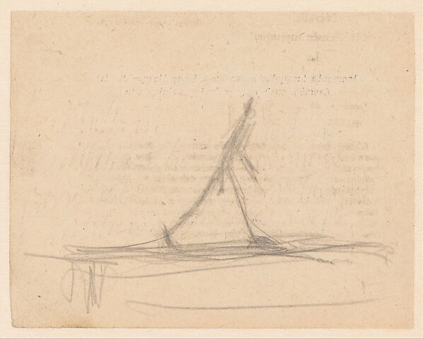 Man Walking, Alberto Giacometti (Swiss, Borgonovo 1901–1966 Chur), Graphite with erasing on paper with printed ink 