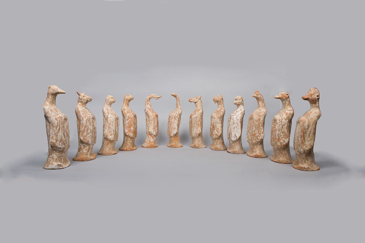 Set of twelve zodiac animals, Earthenware with white slip, China 