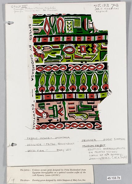 Textile piece, Fritzi Reckendorf, Celanese acetate, printed, American 