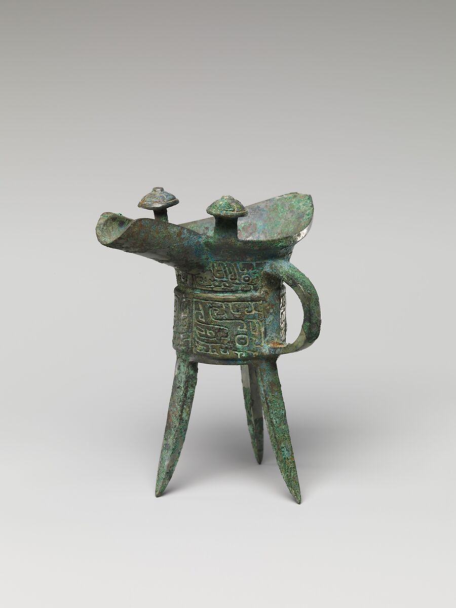 Miniature wine warmer (Jue), Bronze, China