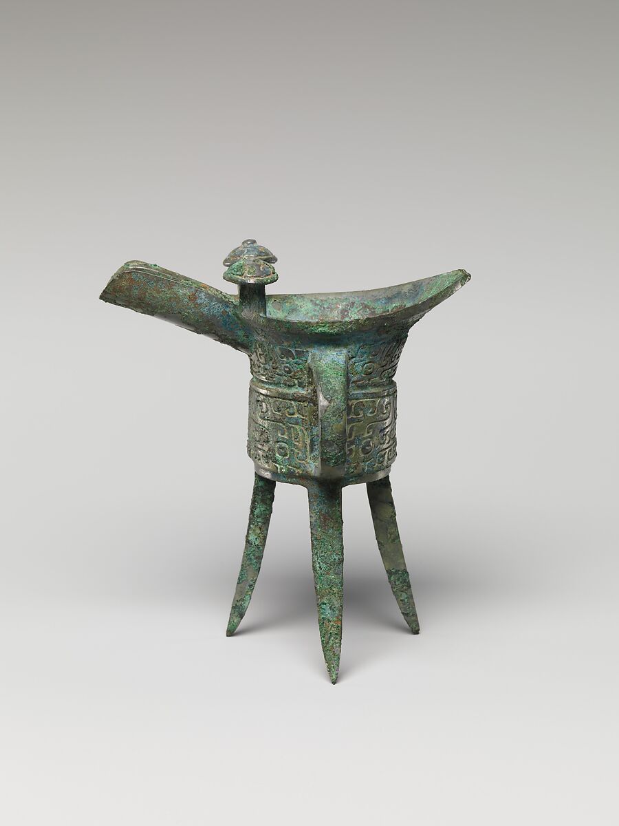 Miniature wine warmer (Jue), Bronze, China 