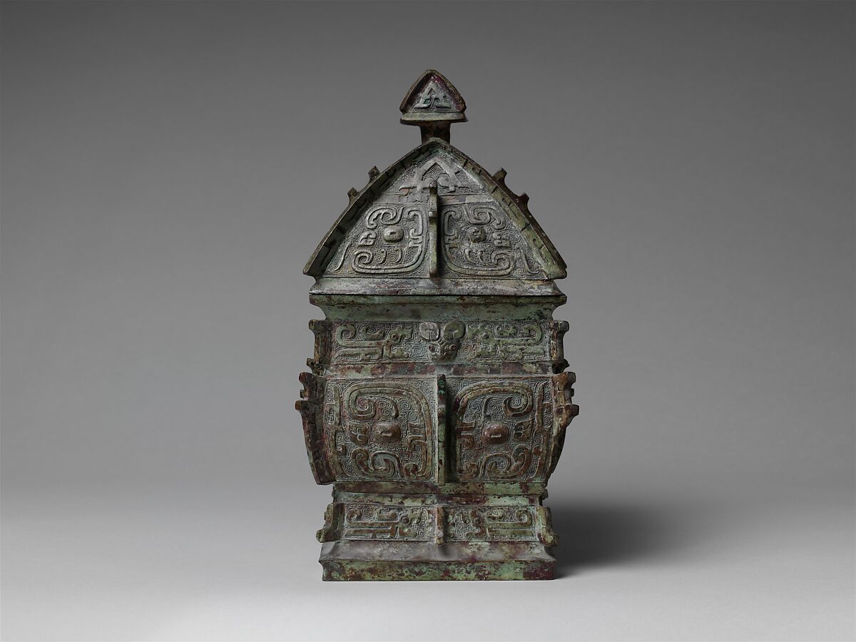 Rectangular wine container (fangyi), Bronze, China