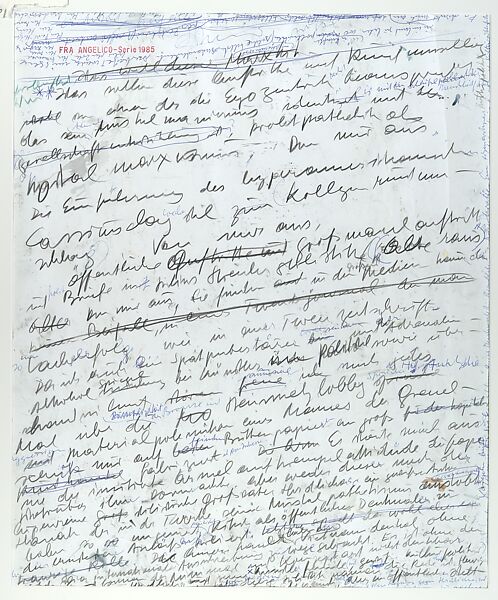 Fra Angelico Christus, Arnulf Rainer (Austrian, born Baden, 1929), Oilstick, crayon, and colored inks on photograph (recto); Black crayon, blue ballpoint ink, and blue colored pencil on photograph (verso)