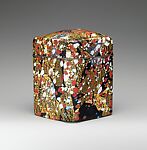 Red and White Plum Blossoms, Kyohei Fujita (Japanese, 1921–2004), Glass, silver, gold leaf, platinum leaf