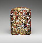 Red and White Plum Blossoms, Kyohei Fujita (Japanese, 1921–2004), Glass, silver, gold leaf, platinum leaf