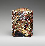 Red and White Plum Blossoms, Kyohei Fujita (Japanese, 1921–2004), Glass, silver, gold leaf, platinum leaf