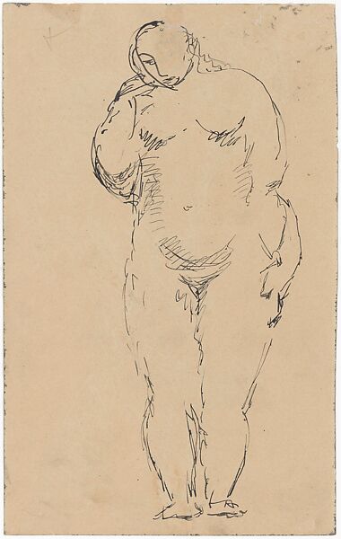 Study for "Composition: The Peasants" (recto); Standing Female Nude (verso), Pablo Picasso (Spanish, Malaga 1881–1973 Mougins, France), Pen and black ink on paper