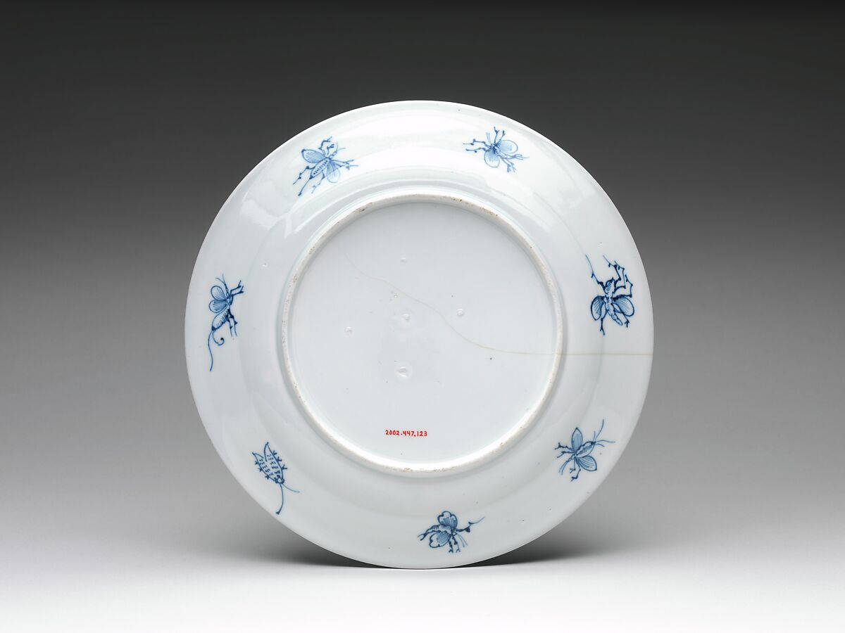 Dish with Parasol Ladies, Design attributed to Cornelis Pronk (Dutch, Amsterdam 1691–1759 Amsterdam), Porcelain painted with cobalt blue under and colored enamels over transparent glaze (Hizen ware; Imari type), Japan
