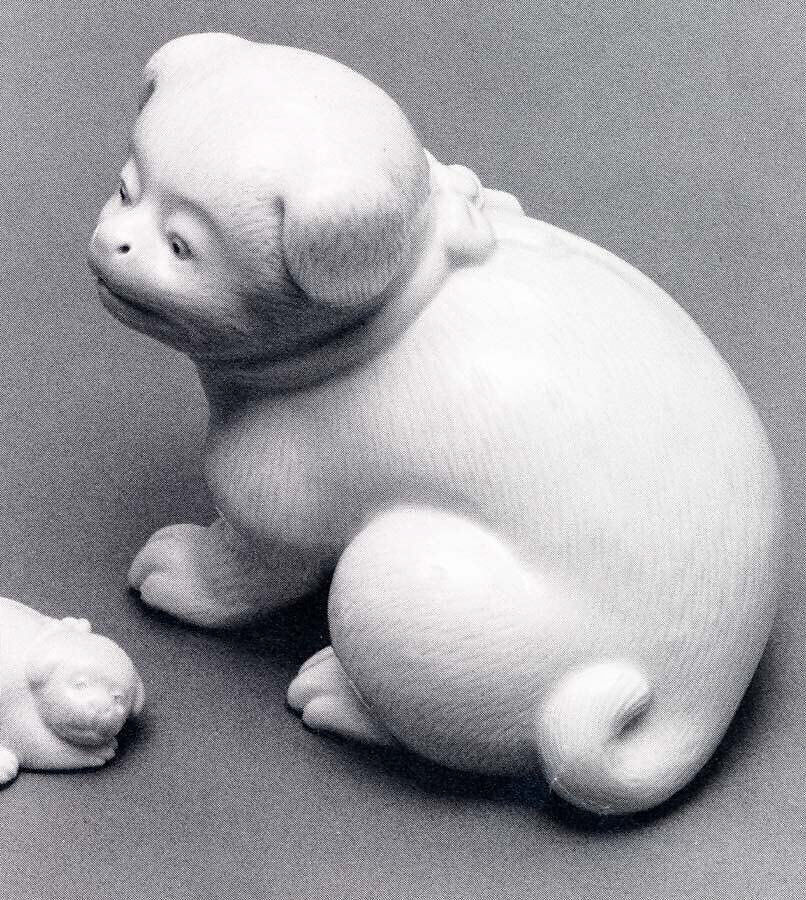 Puppy, Molded porcelain form with incised details (Hirado ware), Japan 