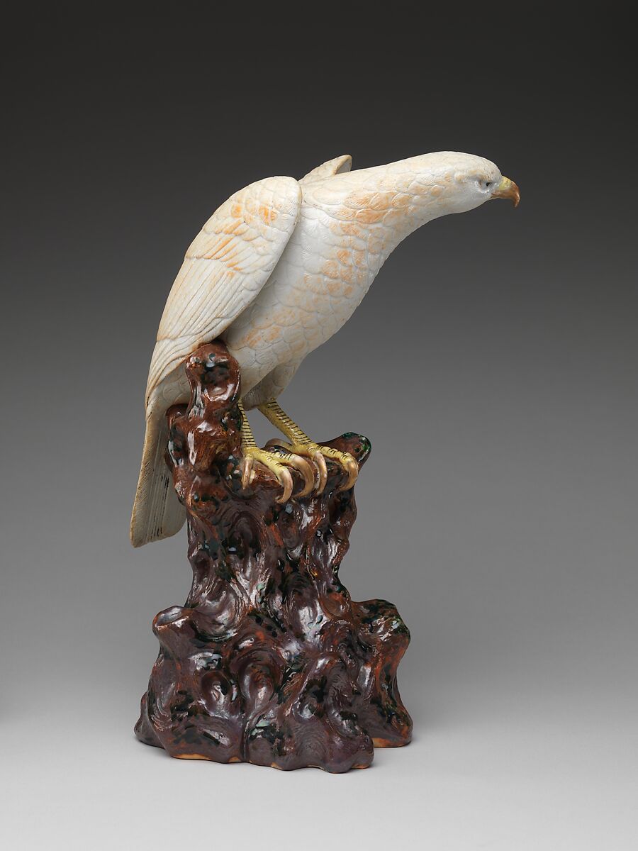 Hawk on a Tree Stump, Porcelain with enamels (Hizen ware, Hirado type), Japan