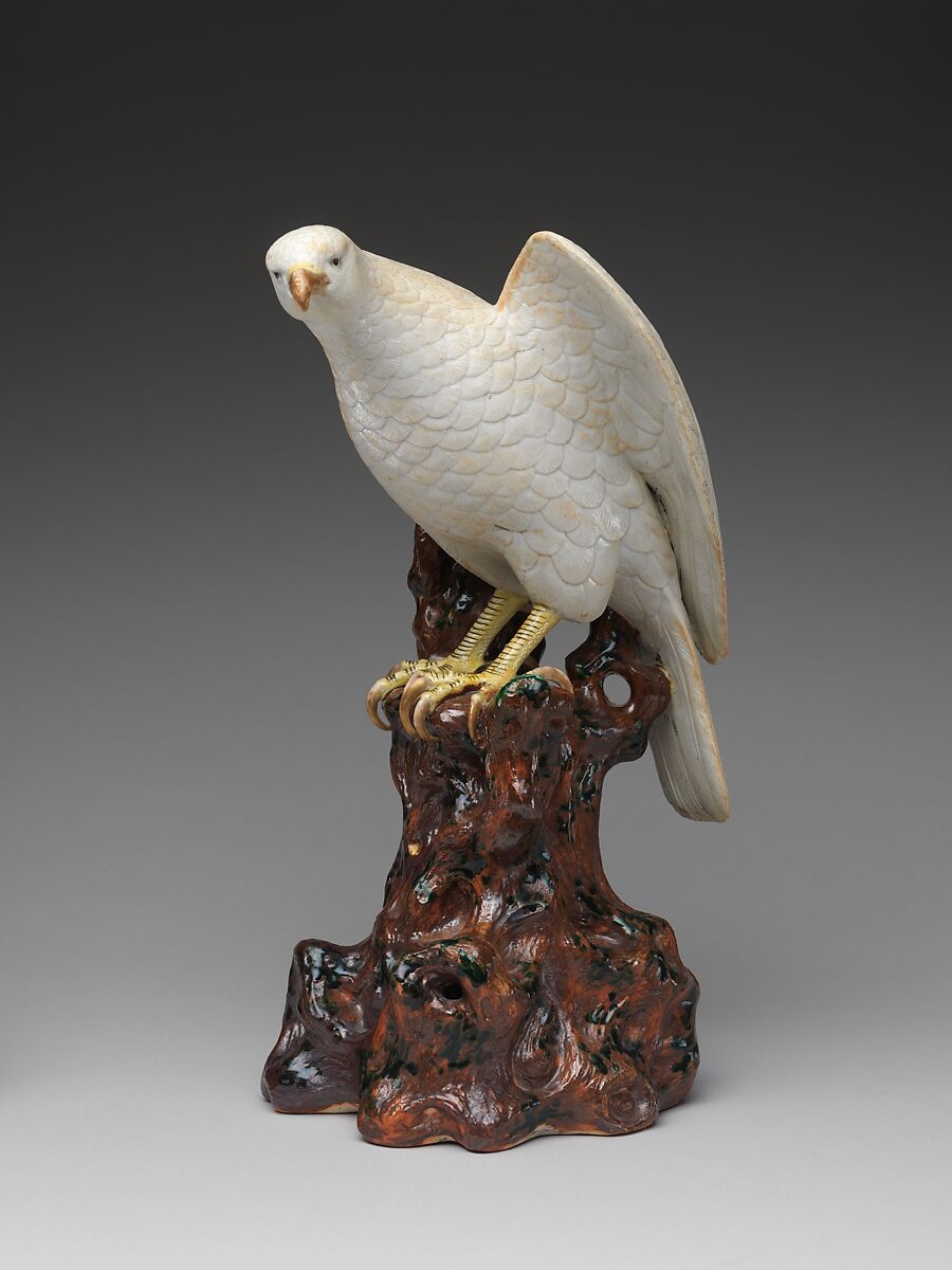 Hawk on a Tree Stump, Porcelain with enamels (Hizen ware, Hirado type), Japan 